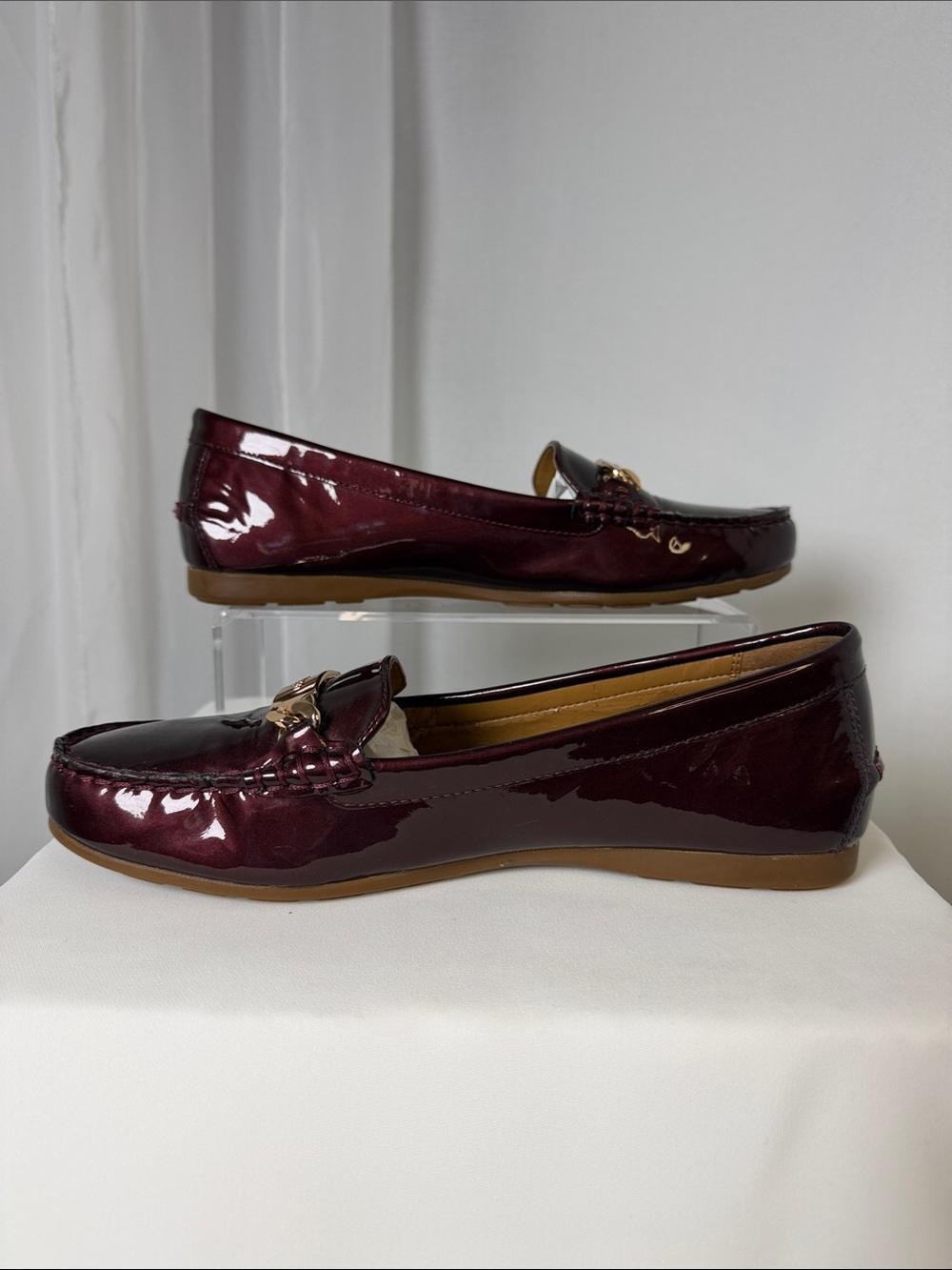 Coach Olive Burgundy/Oxblood Patent Leather Loafers - Picture 2 of 10